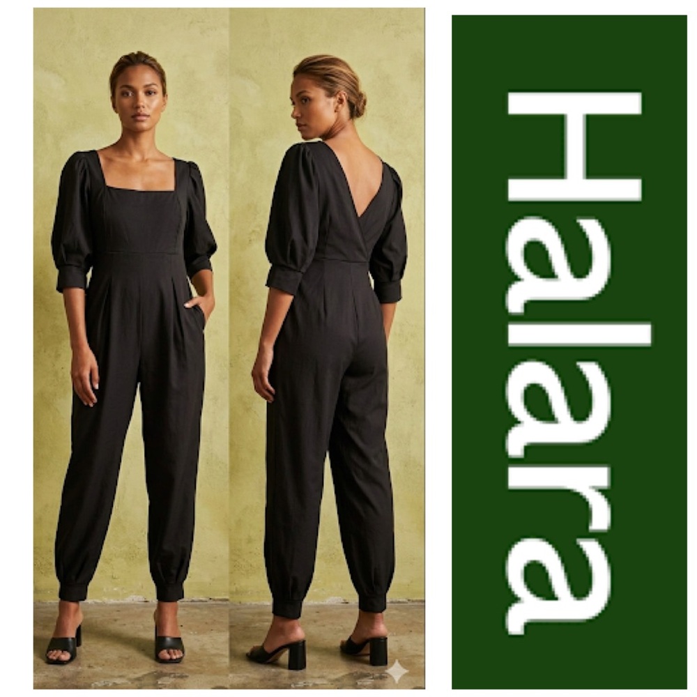 HALARA Black Unisex Square Neck Beautiful Back Spring Summer Women’s Jumpsuit